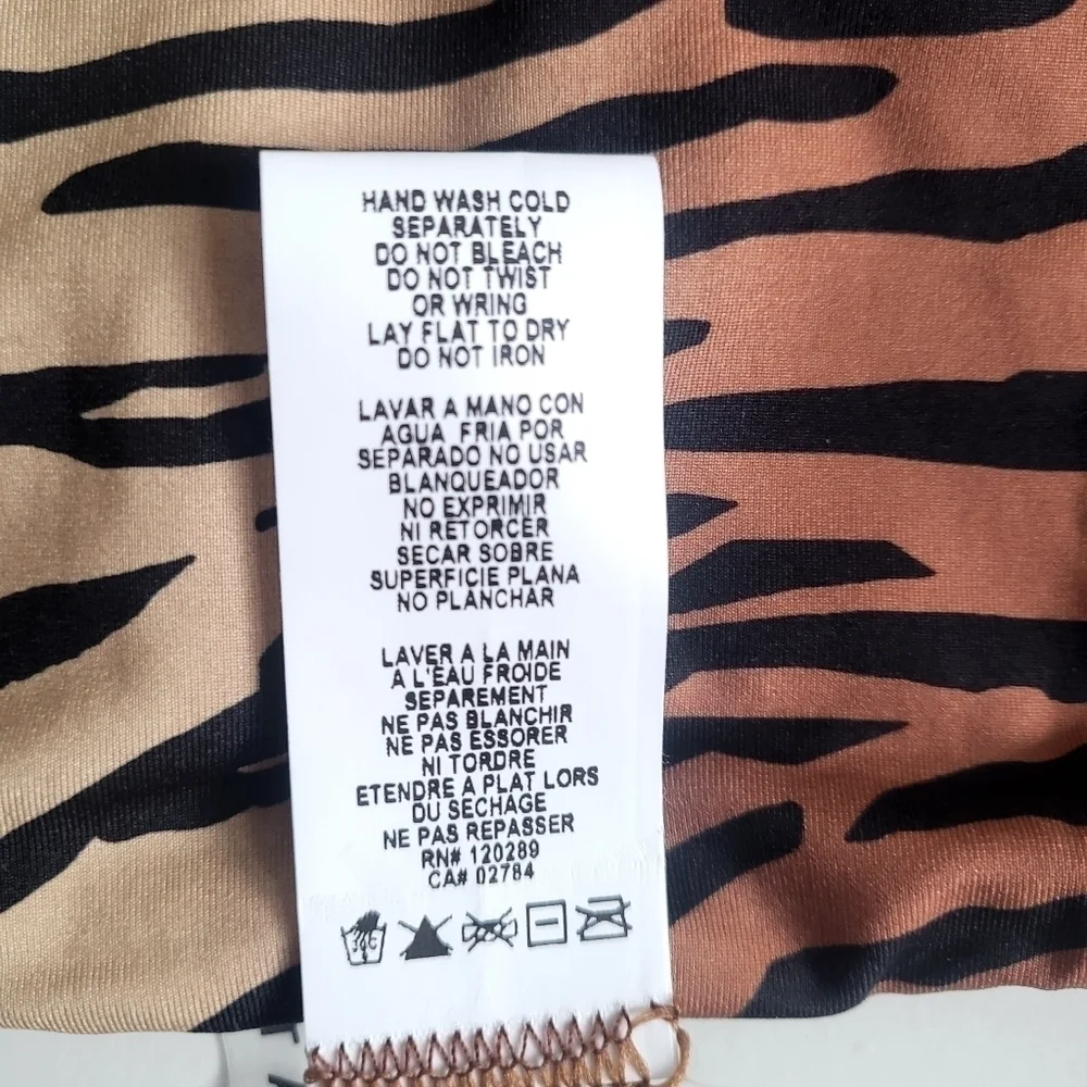 New Vitamin A Luciana Ziva Tiger Stripe Classic Cut Reversible Bikini Bottom 8/M